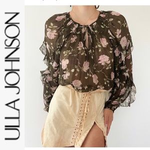 NWT Ulla Johnson Azalea Blouse in dark olive size 0